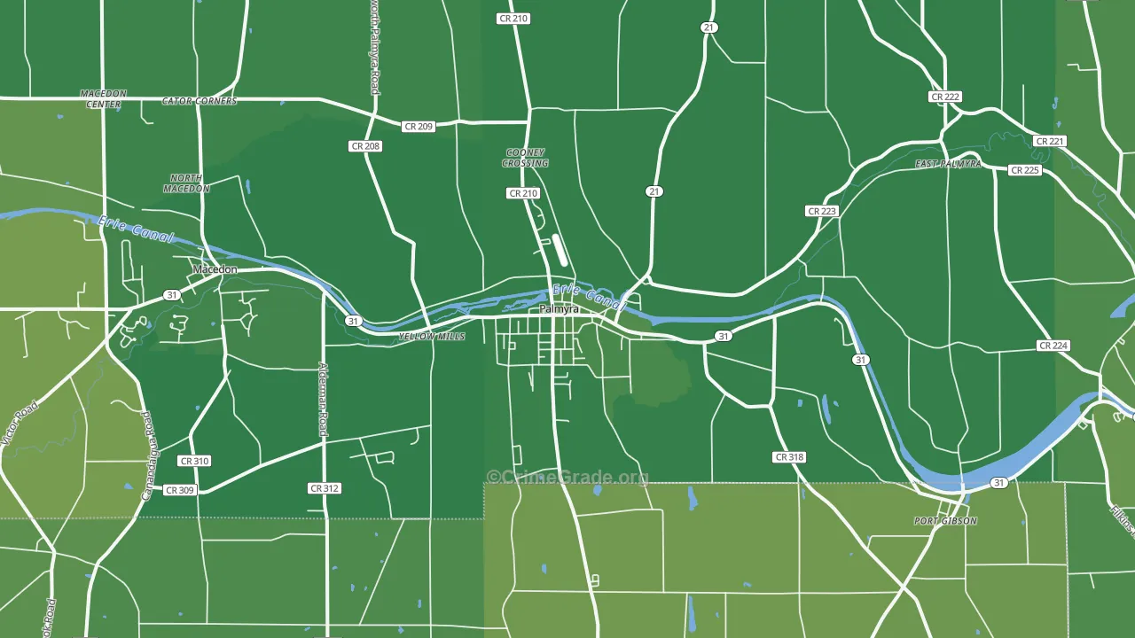Palmyra, NY Map of Vehicle Theft Rates