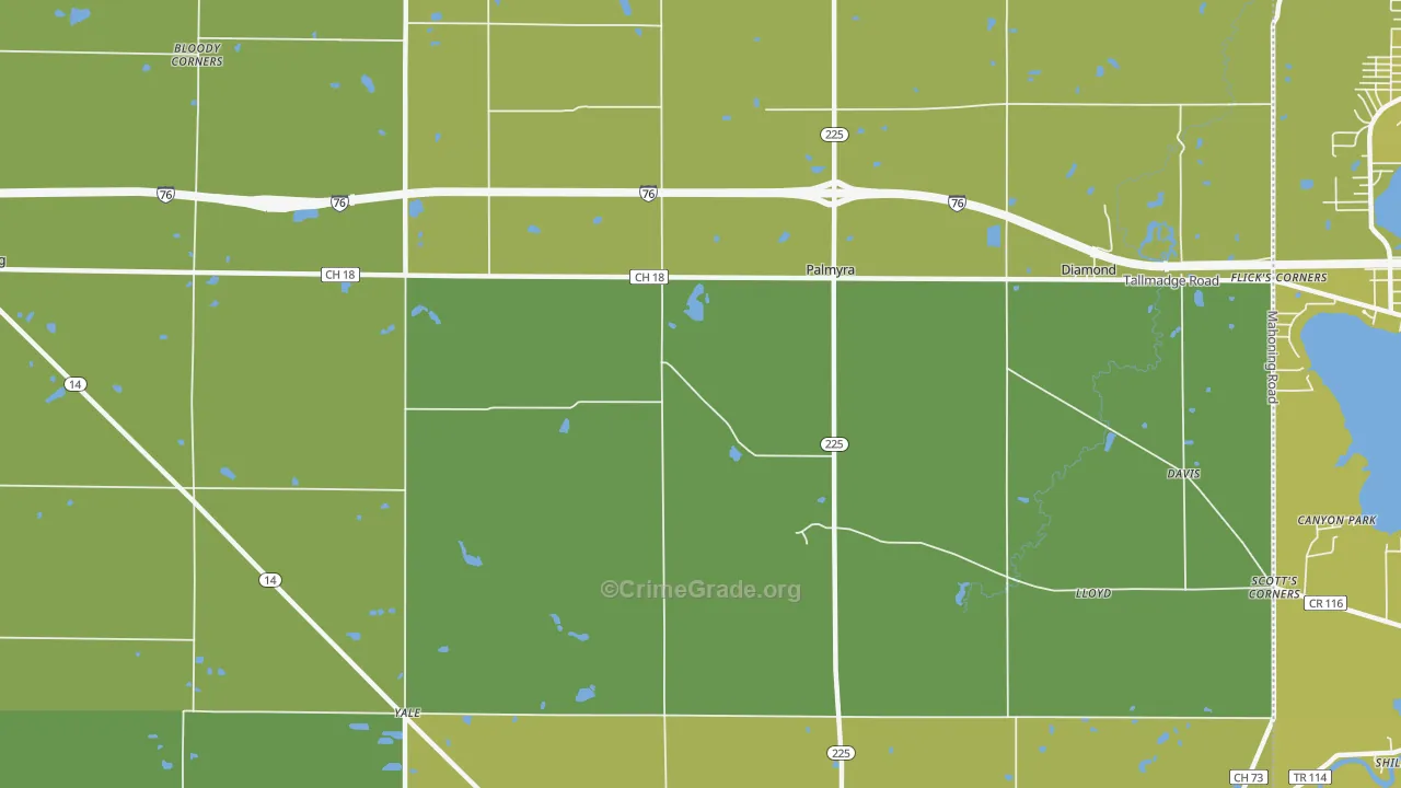 Palmyra, OH Map of Vehicle Theft Rates
