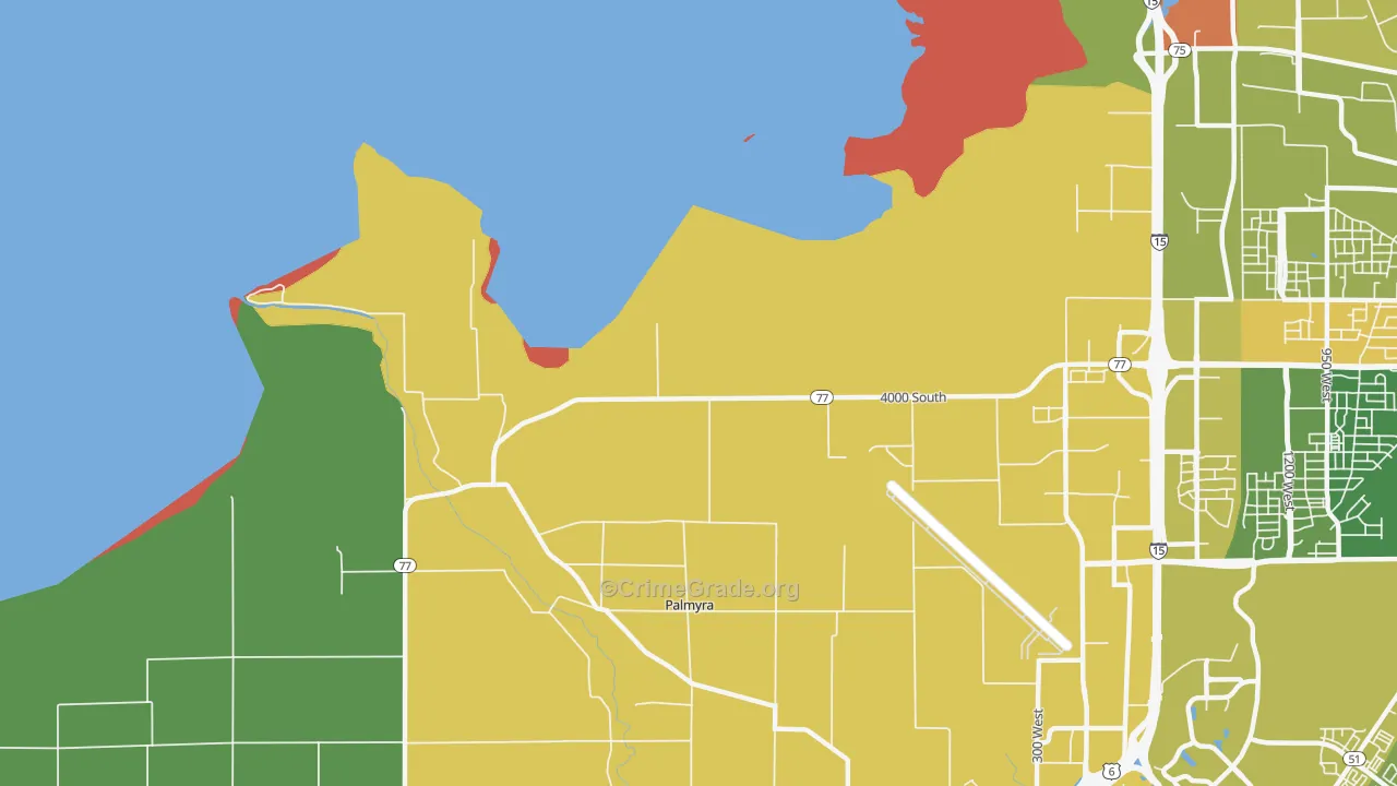 Palmyra, UT Map of Vehicle Theft Rates