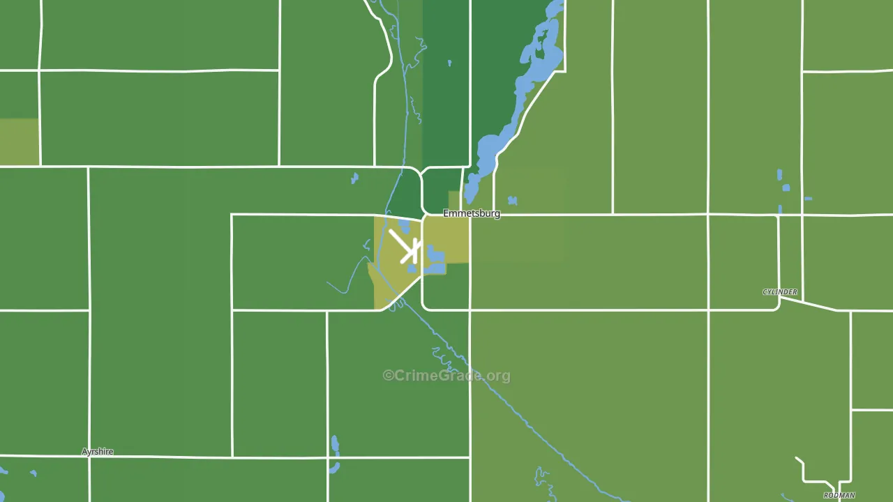 Palo Alto County, IA Map of Vehicle Theft Rates