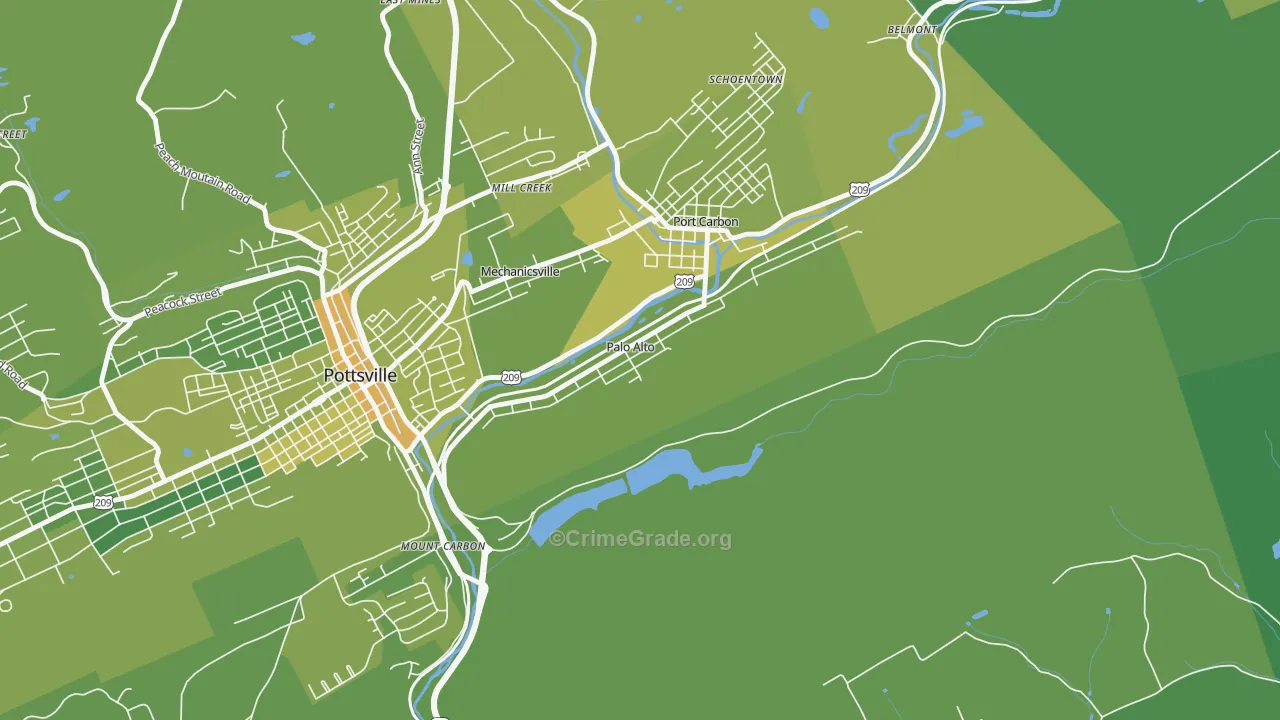 Palo Alto, PA Map of Vehicle Theft Rates