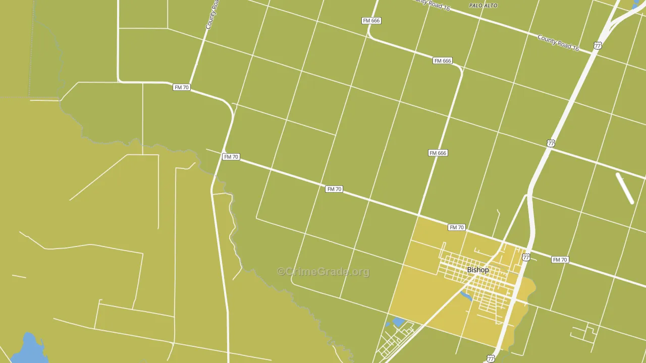 Palo Alto, TX Map of Vehicle Theft Rates