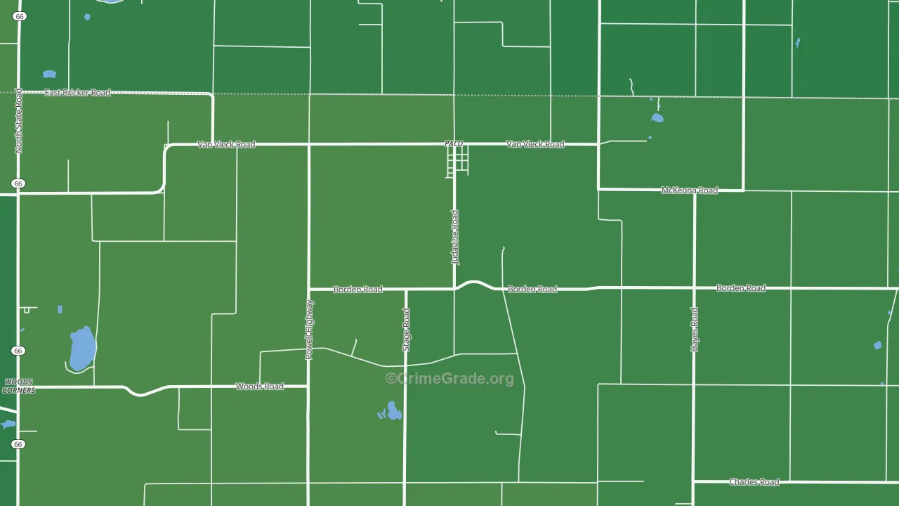Palo, MI Map of Vehicle Theft Rates