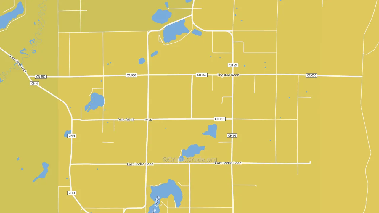 Palo, MN Map of Vehicle Theft Rates