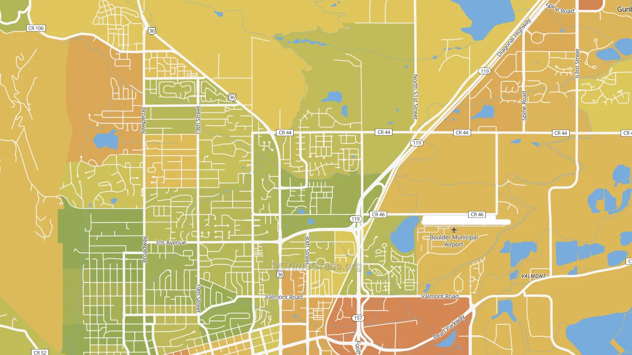 Palo Park, Boulder, CO Map of Vehicle Theft Rates