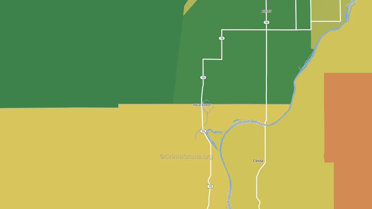 Palo Verde, CA Map of Vehicle Theft Rates