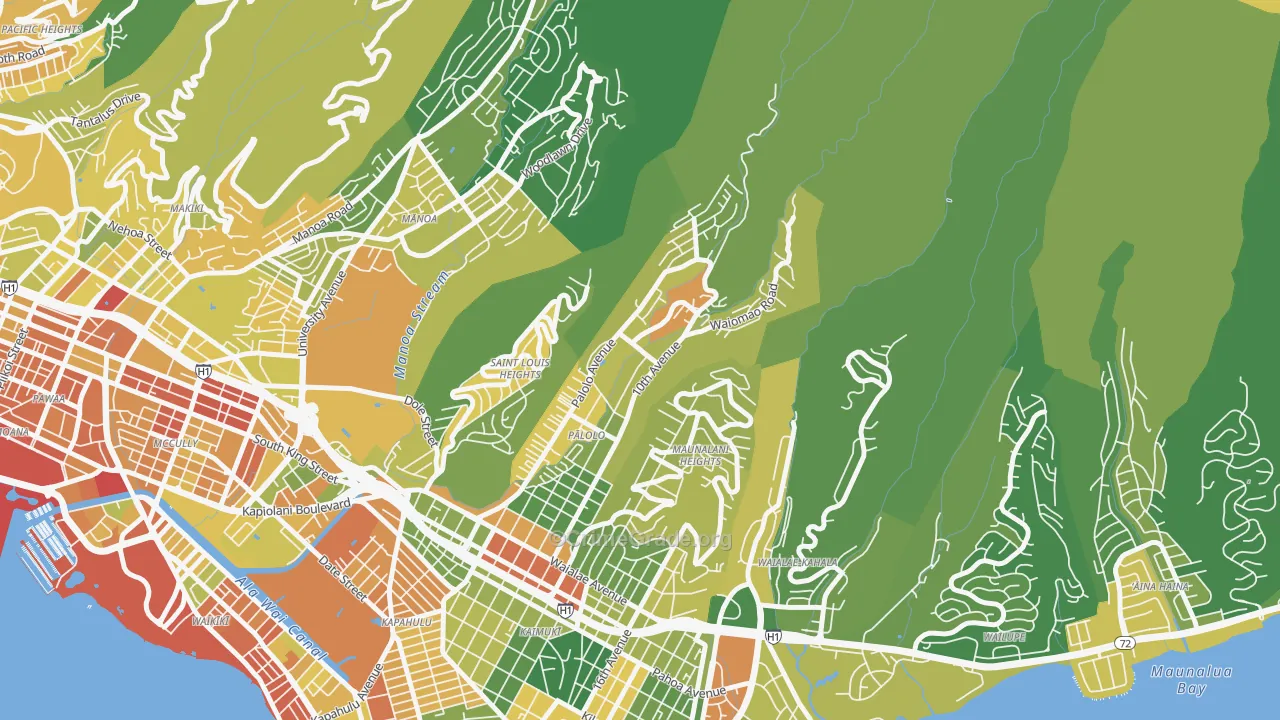 Palolo, Honolulu, HI Map of Vehicle Theft Rates