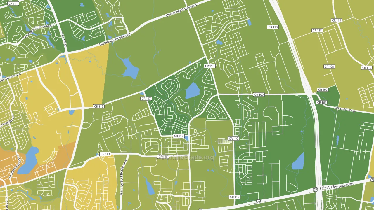 Paloma Lake, Round Rock, TX Map of Vehicle Theft Rates