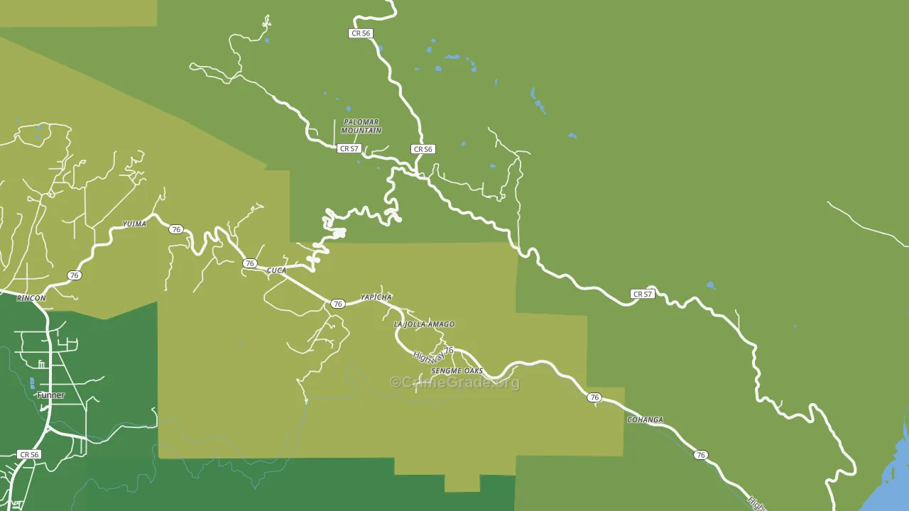 Palomar Mountain, CA Map of Vehicle Theft Rates