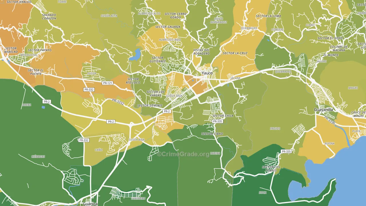 Palomas, PR Map of Vehicle Theft Rates