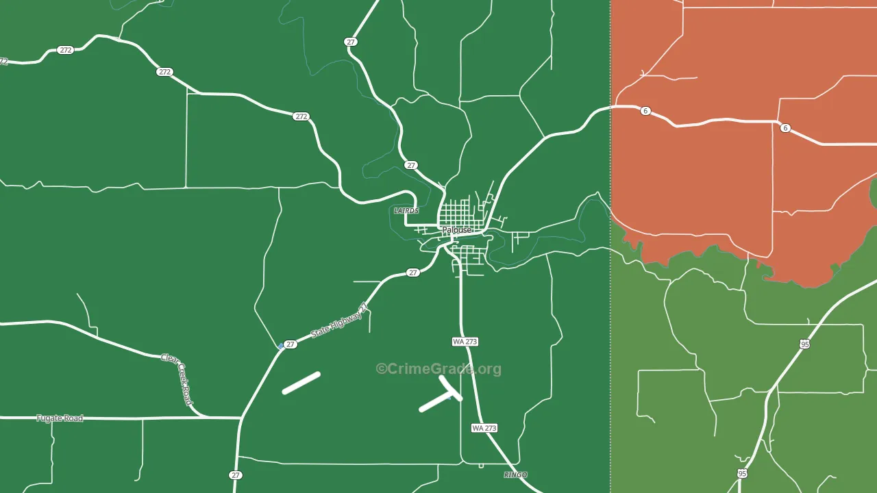 Palouse, WA Map of Vehicle Theft Rates