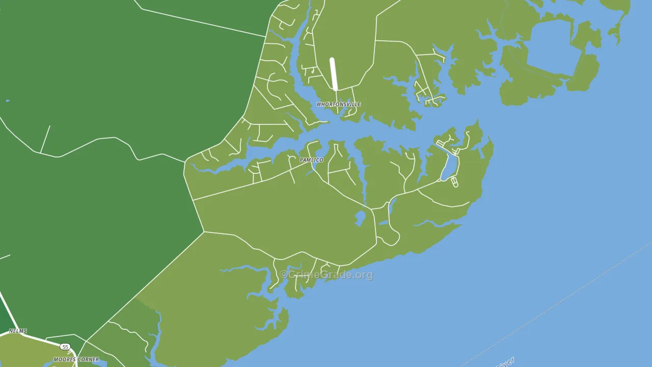 Pamlico, NC Map of Vehicle Theft Rates