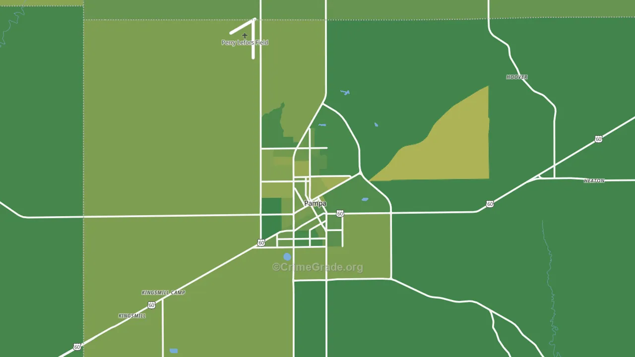 Pampa, TX Map of Vehicle Theft Rates