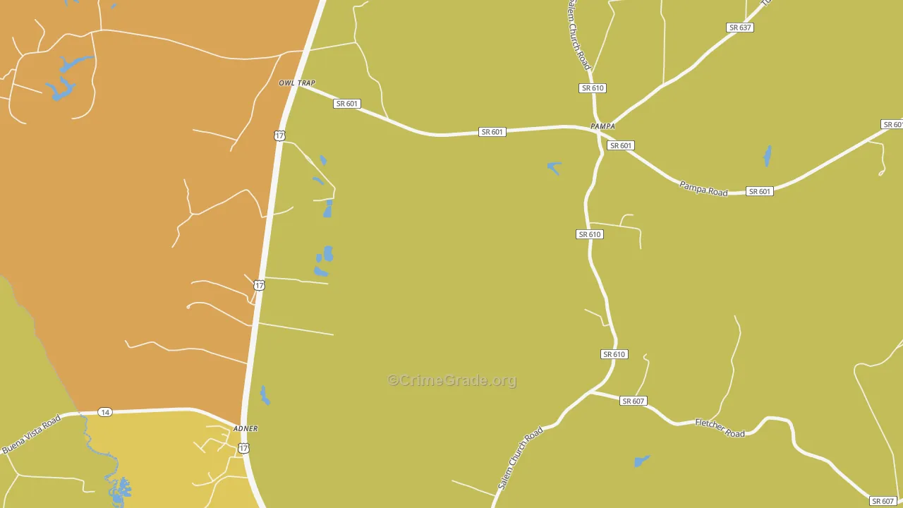 Pampa, VA Map of Vehicle Theft Rates