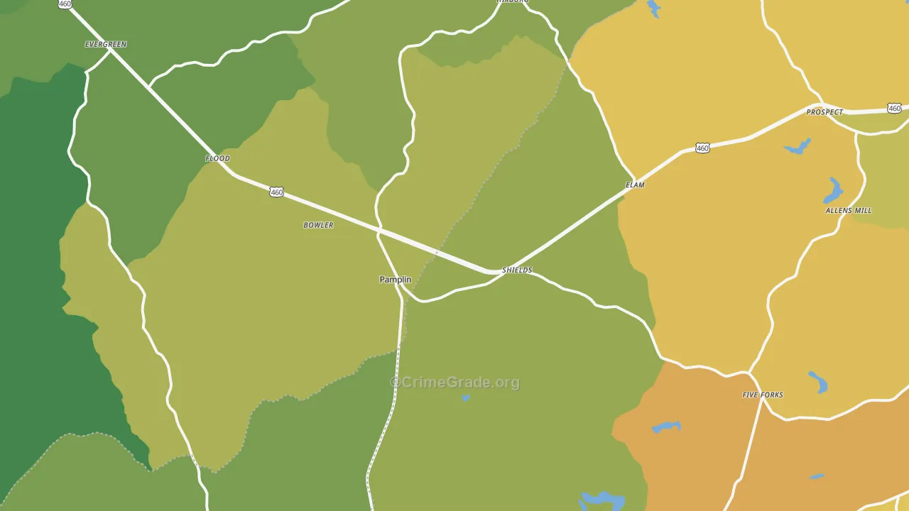 Pamplin, VA Map of Vehicle Theft Rates