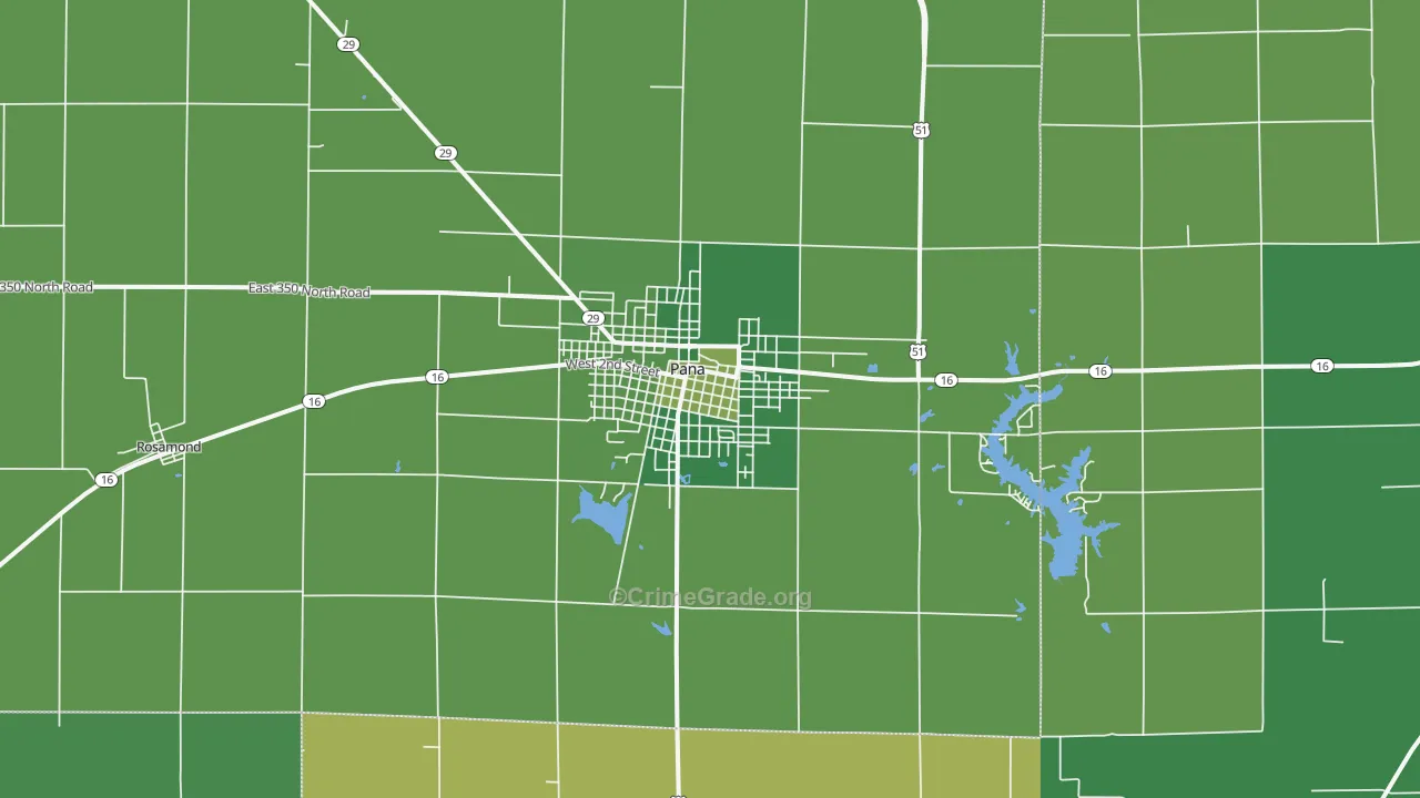 Pana, IL Map of Vehicle Theft Rates