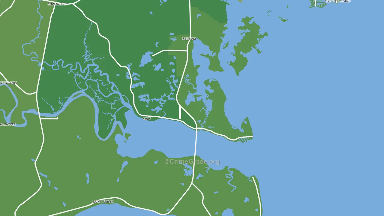 Panacea, FL Map of Vehicle Theft Rates