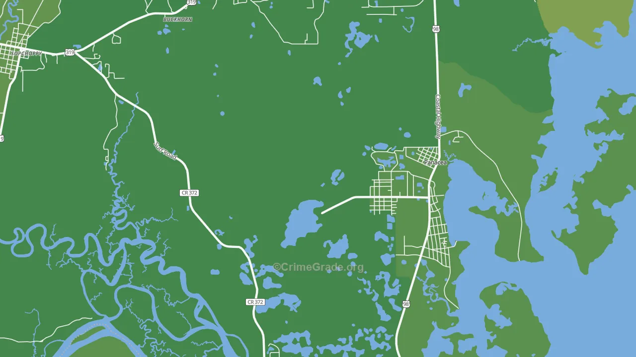Panacea Park, FL Map of Vehicle Theft Rates