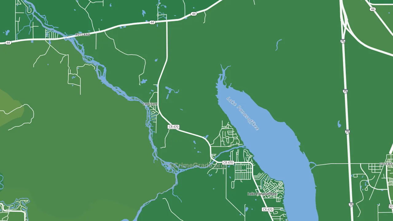Panacoochee Retreats, FL Map of Vehicle Theft Rates