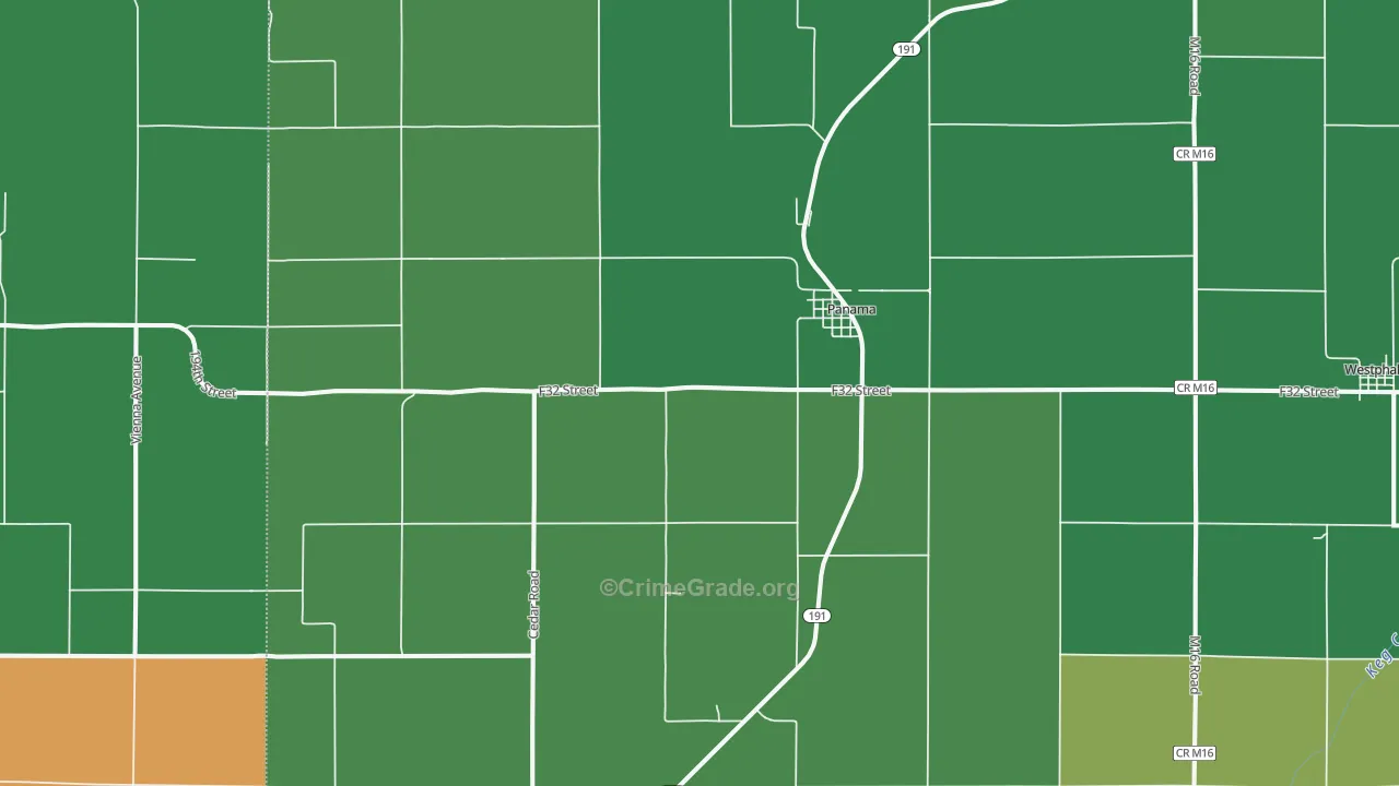 Panama, IA Map of Vehicle Theft Rates