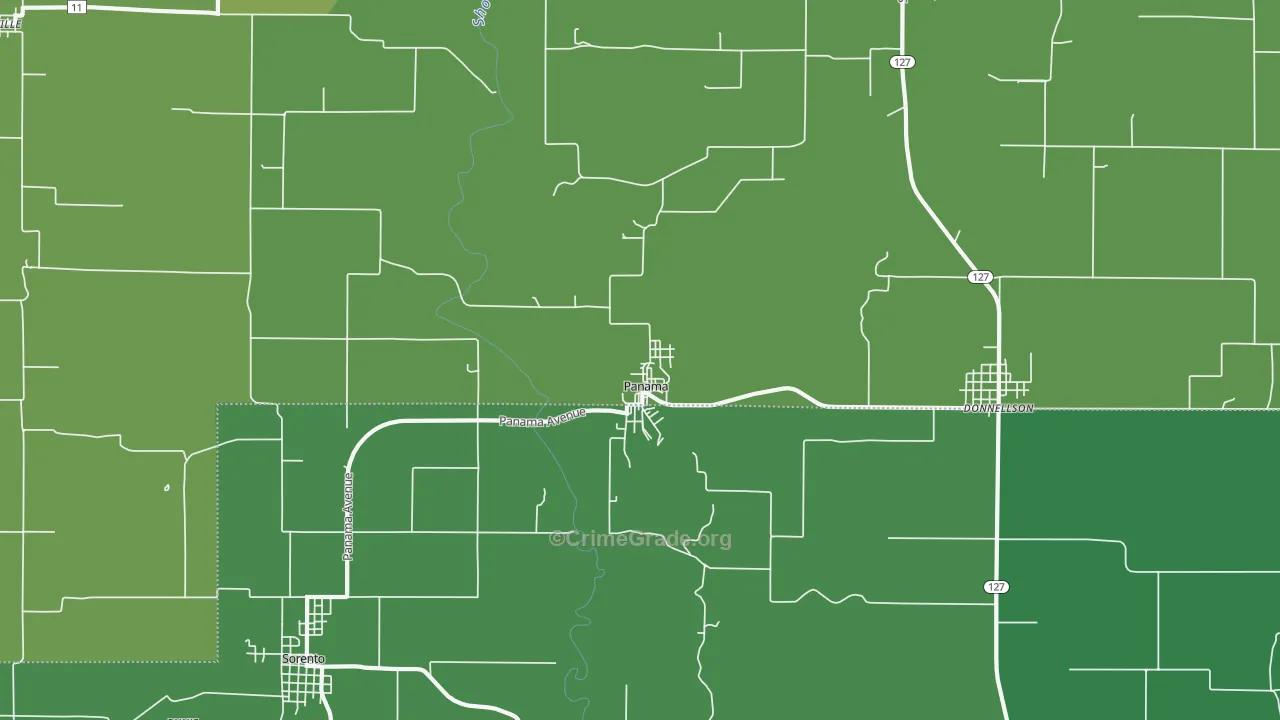 Panama, IL Map of Vehicle Theft Rates