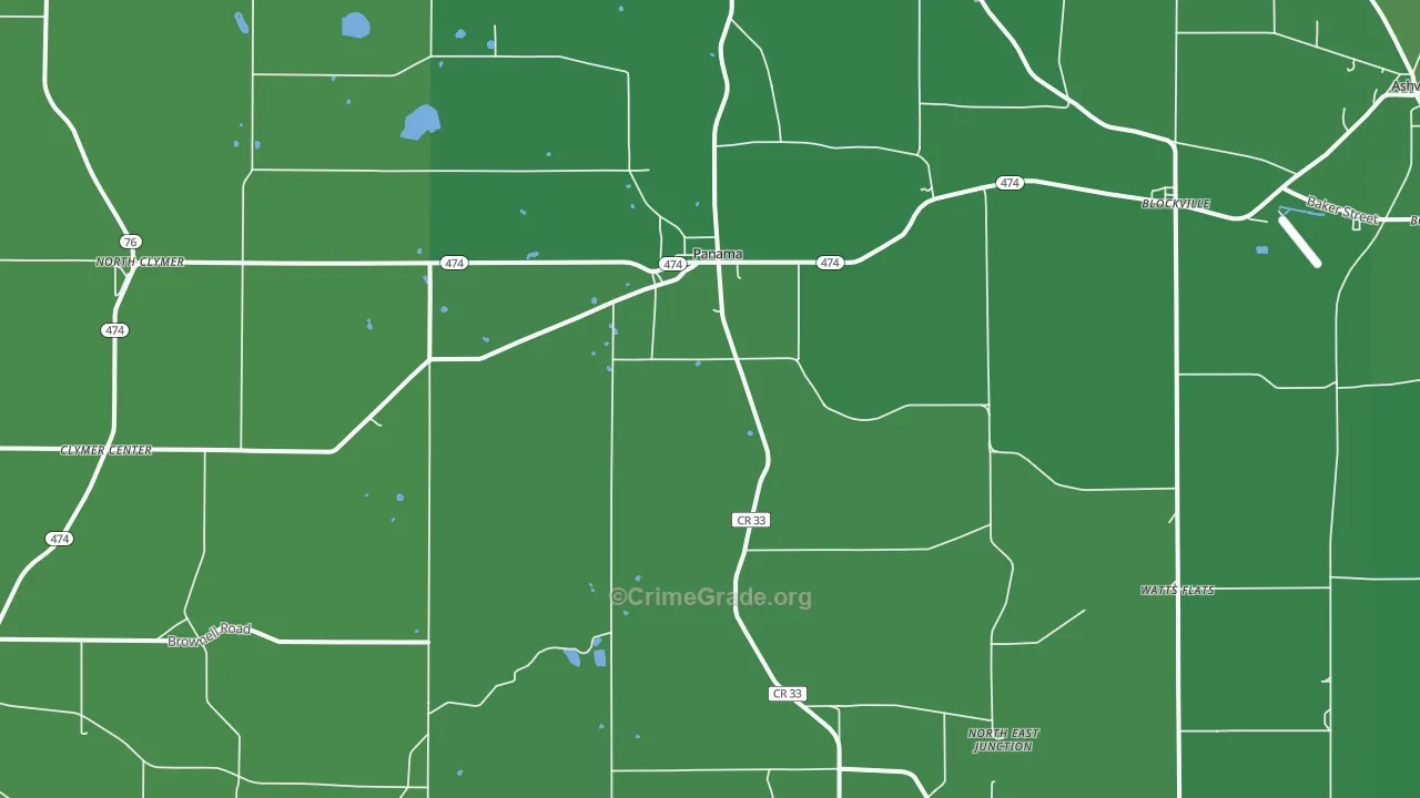 Panama, NY Map of Vehicle Theft Rates