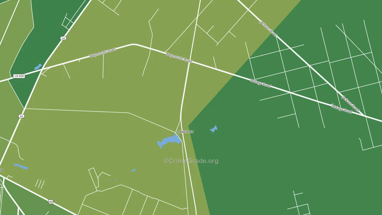 Pancoast, NJ Map of Vehicle Theft Rates