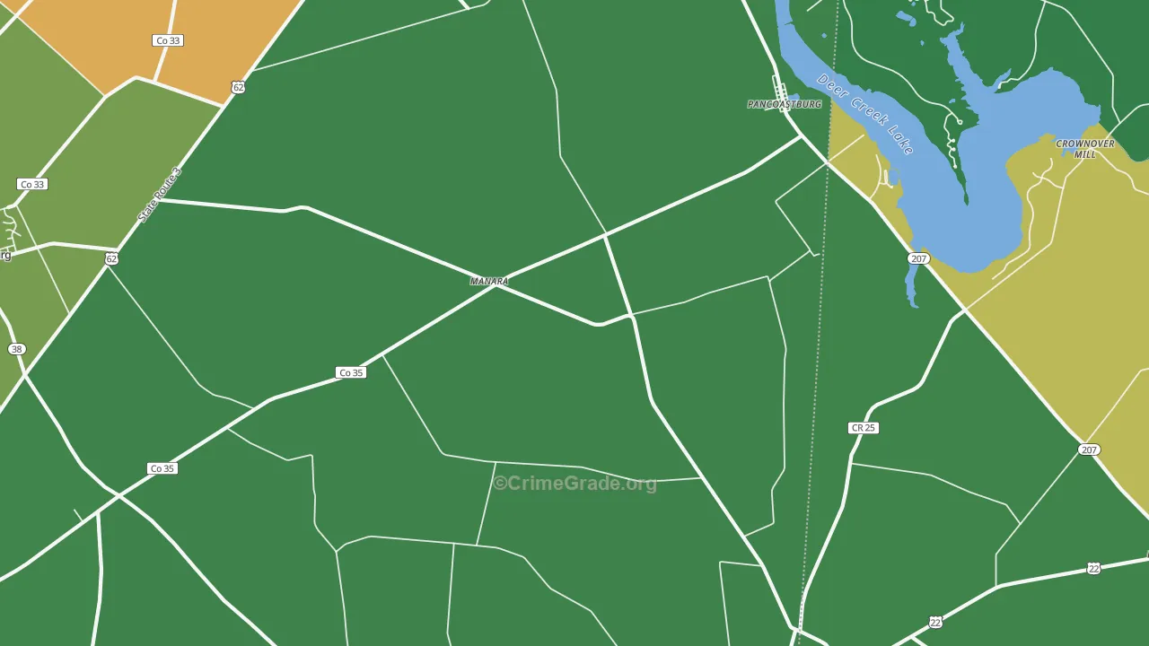 Pancoastburg, OH Map of Vehicle Theft Rates