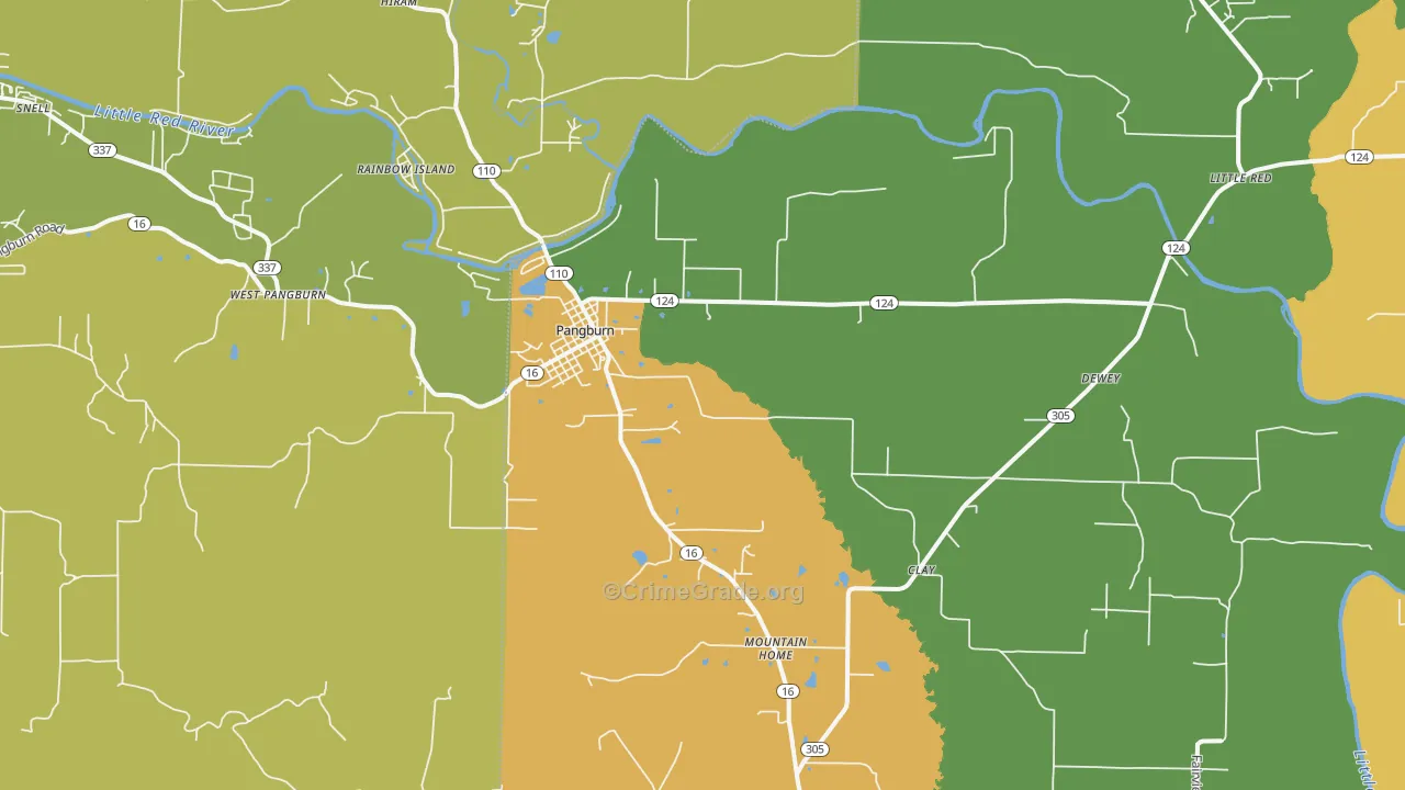 Pangburn, AR Map of Vehicle Theft Rates