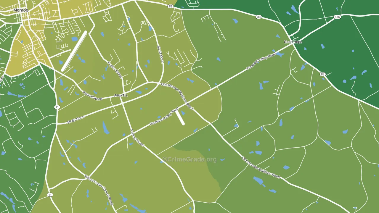 Pannell, GA Map of Vehicle Theft Rates