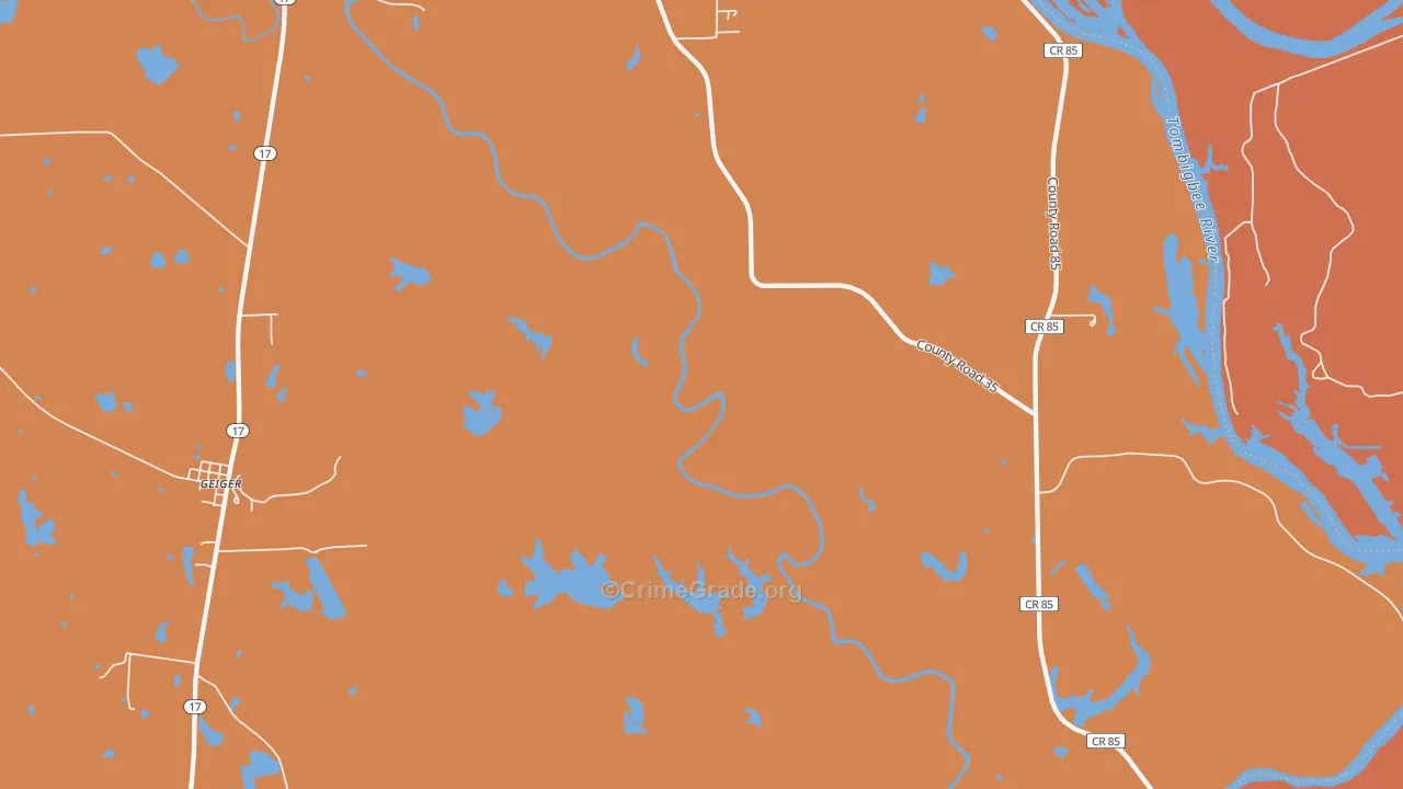 Panola, AL Map of Vehicle Theft Rates