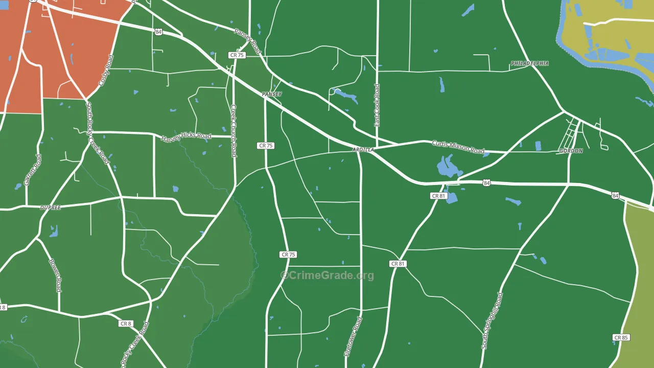 Pansey, AL Map of Vehicle Theft Rates
