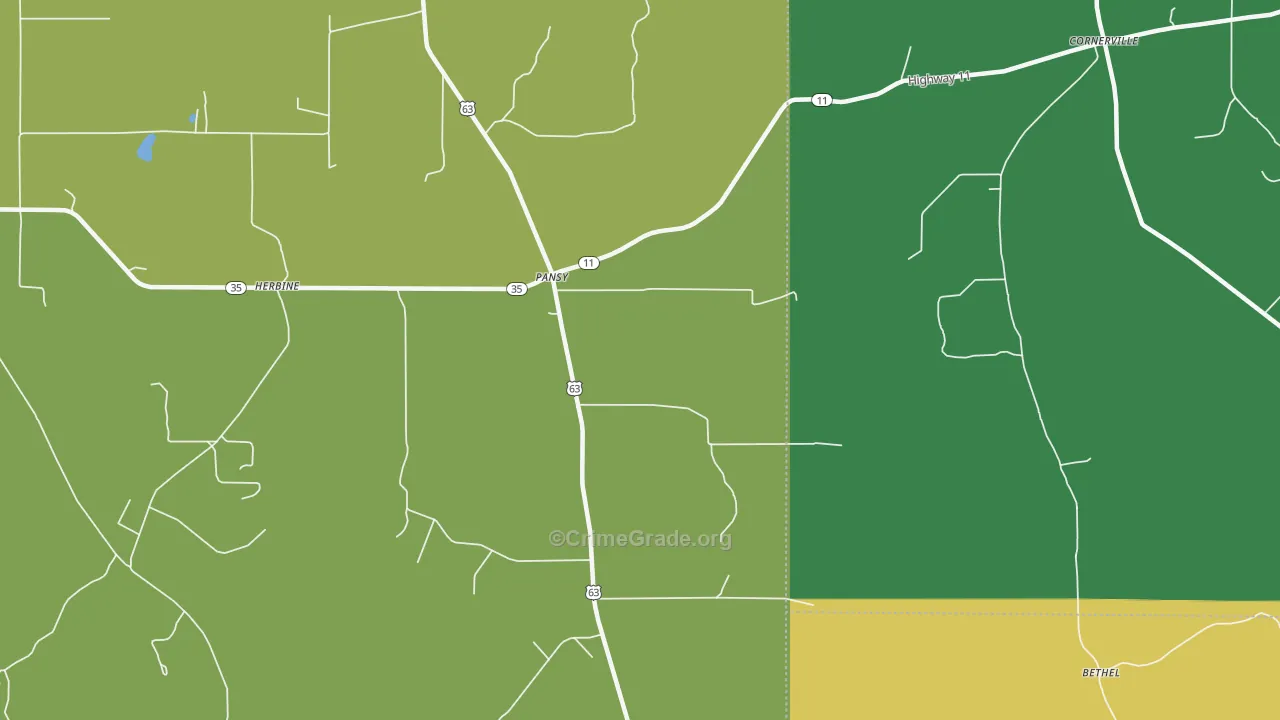 Pansy, AR Map of Vehicle Theft Rates