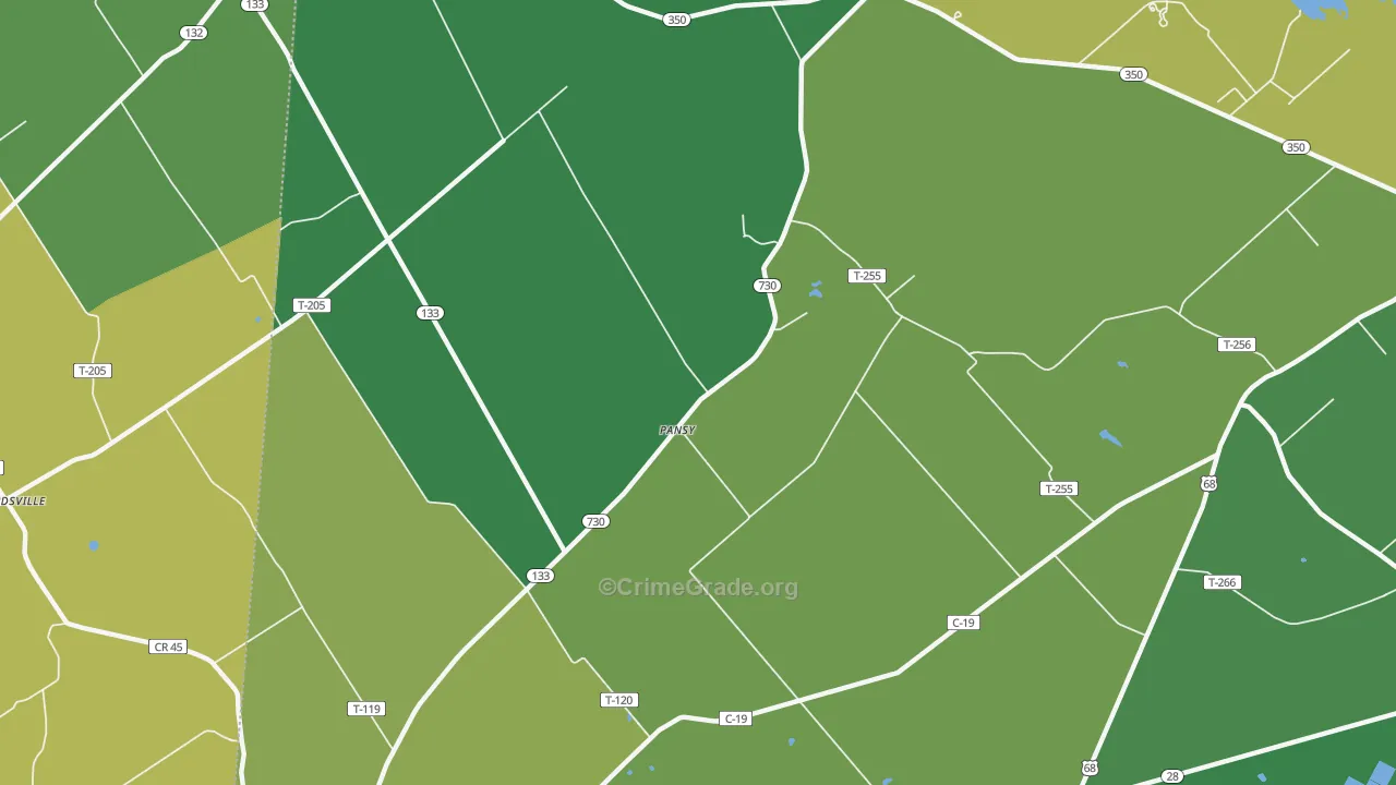 Pansy, OH Map of Vehicle Theft Rates