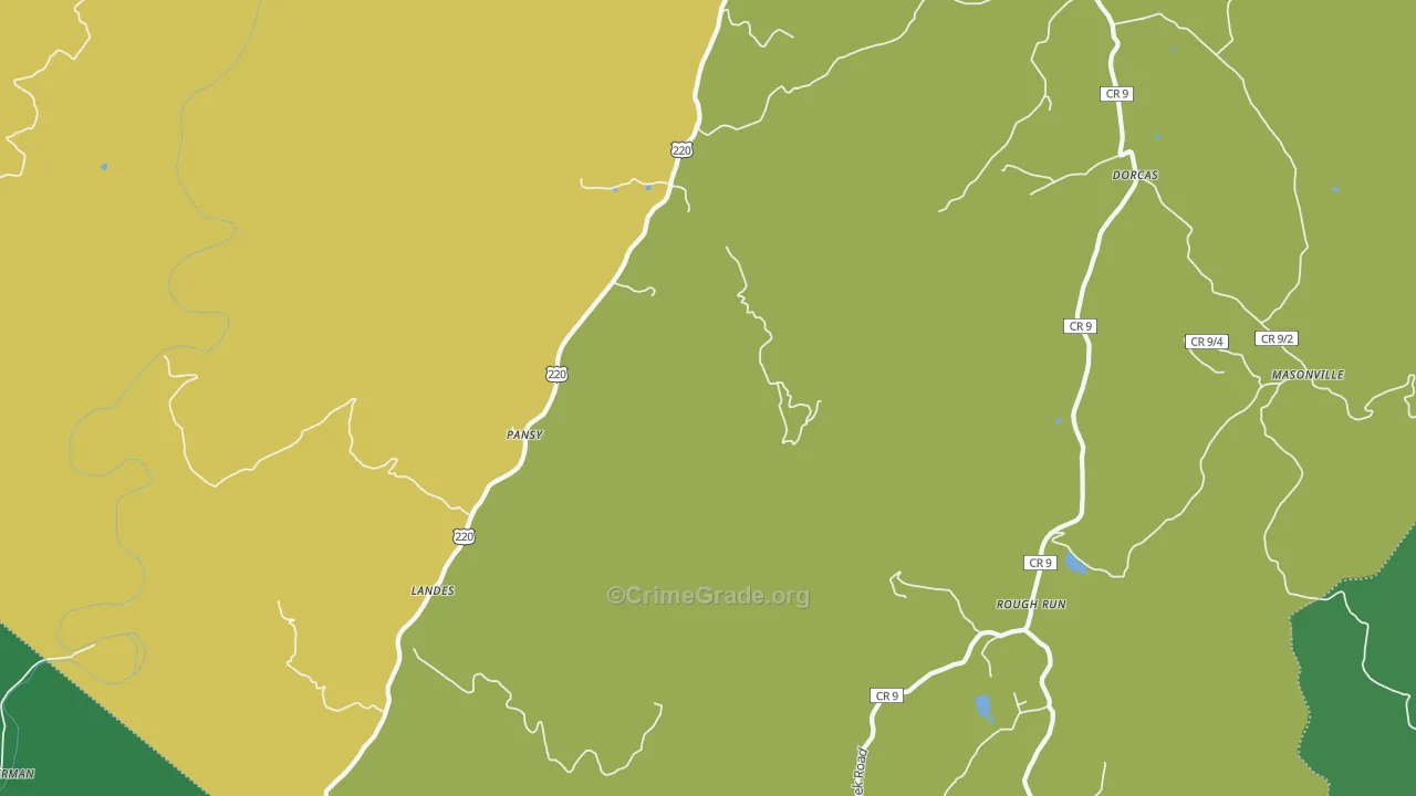 Pansy, WV Map of Vehicle Theft Rates