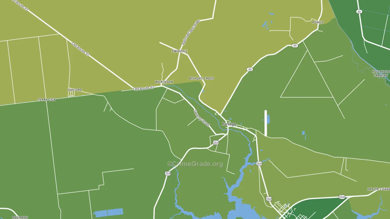 Pantego, NC Map of Vehicle Theft Rates