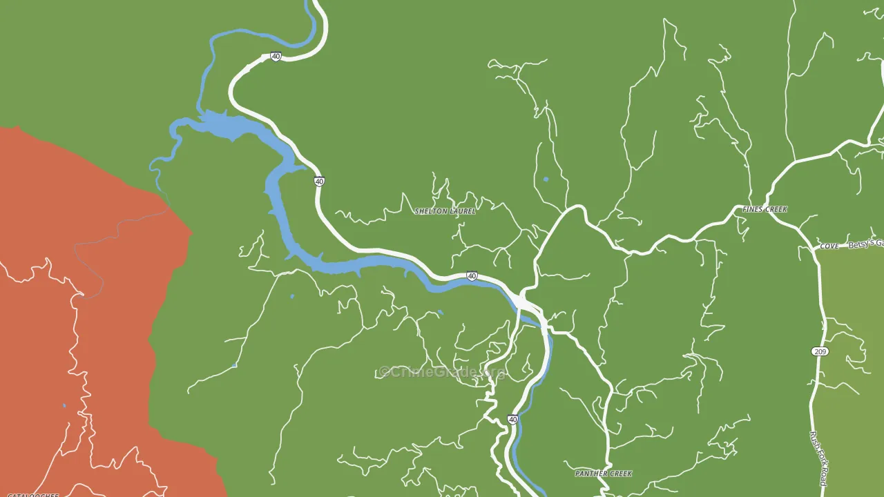 Panther Creek, NC Map of Vehicle Theft Rates