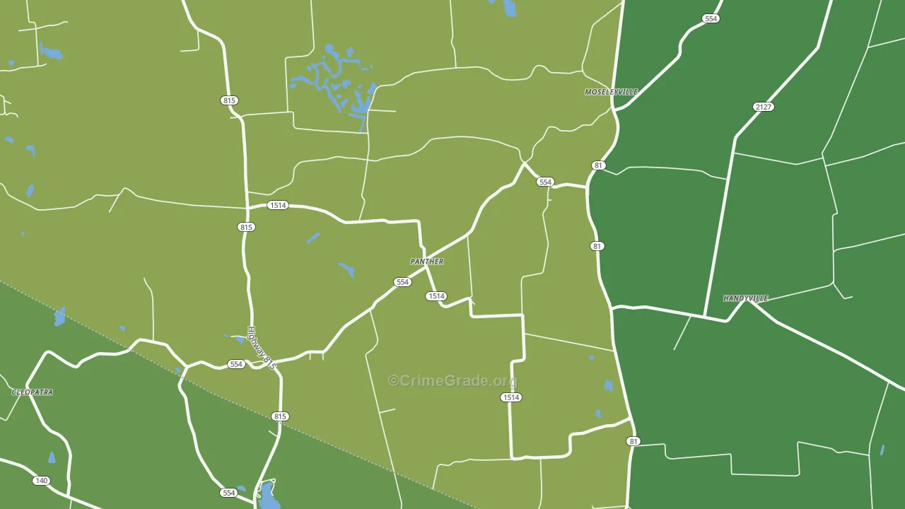 Panther, KY Map of Vehicle Theft Rates