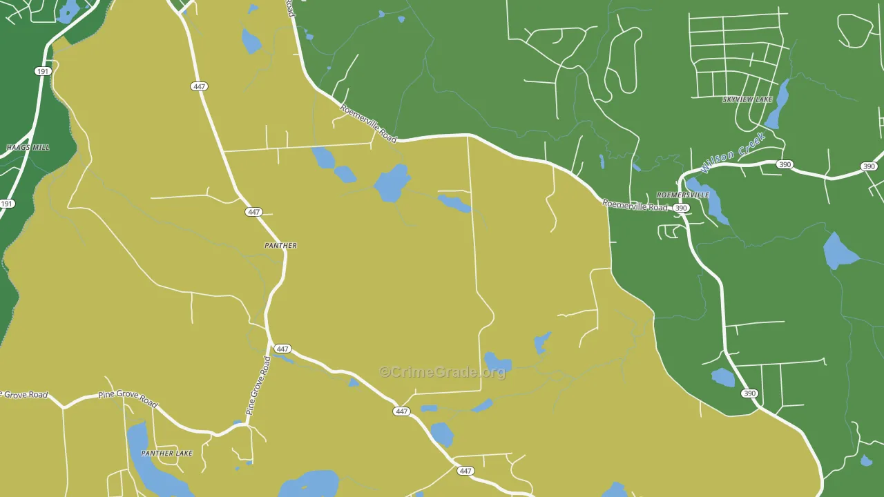 Panther, PA Map of Vehicle Theft Rates