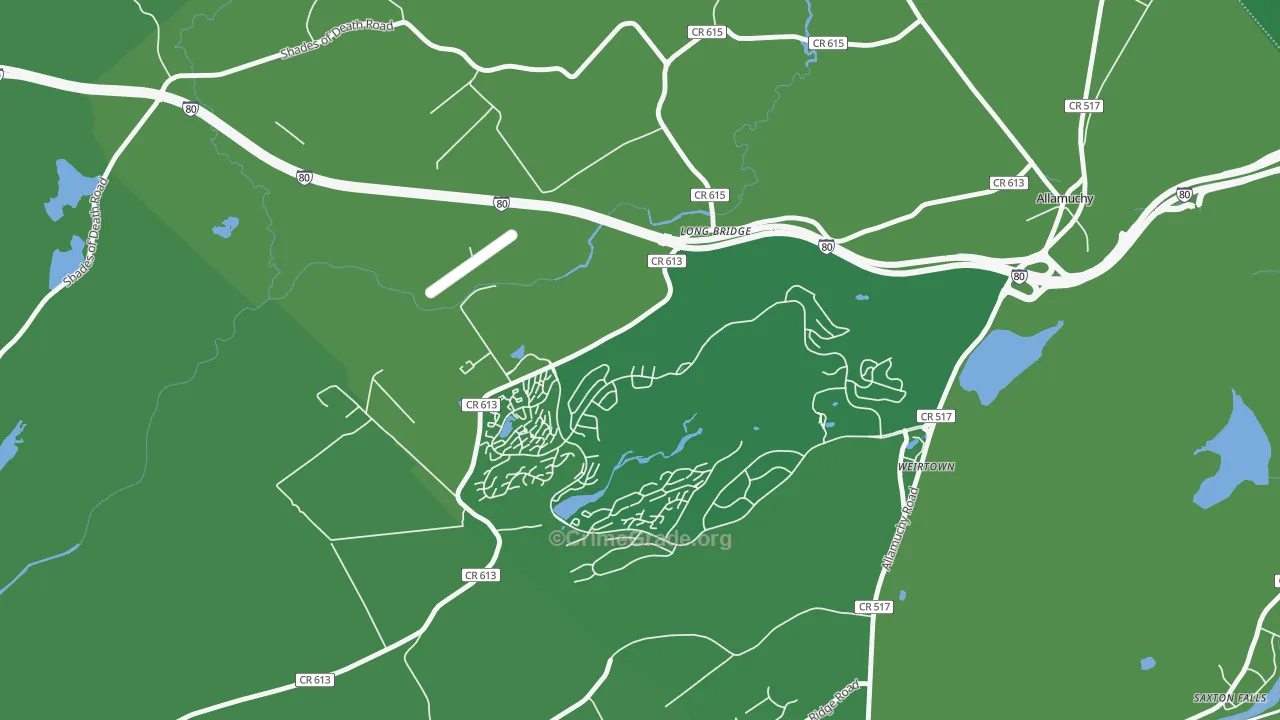 Panther Valley, NJ Map of Vehicle Theft Rates