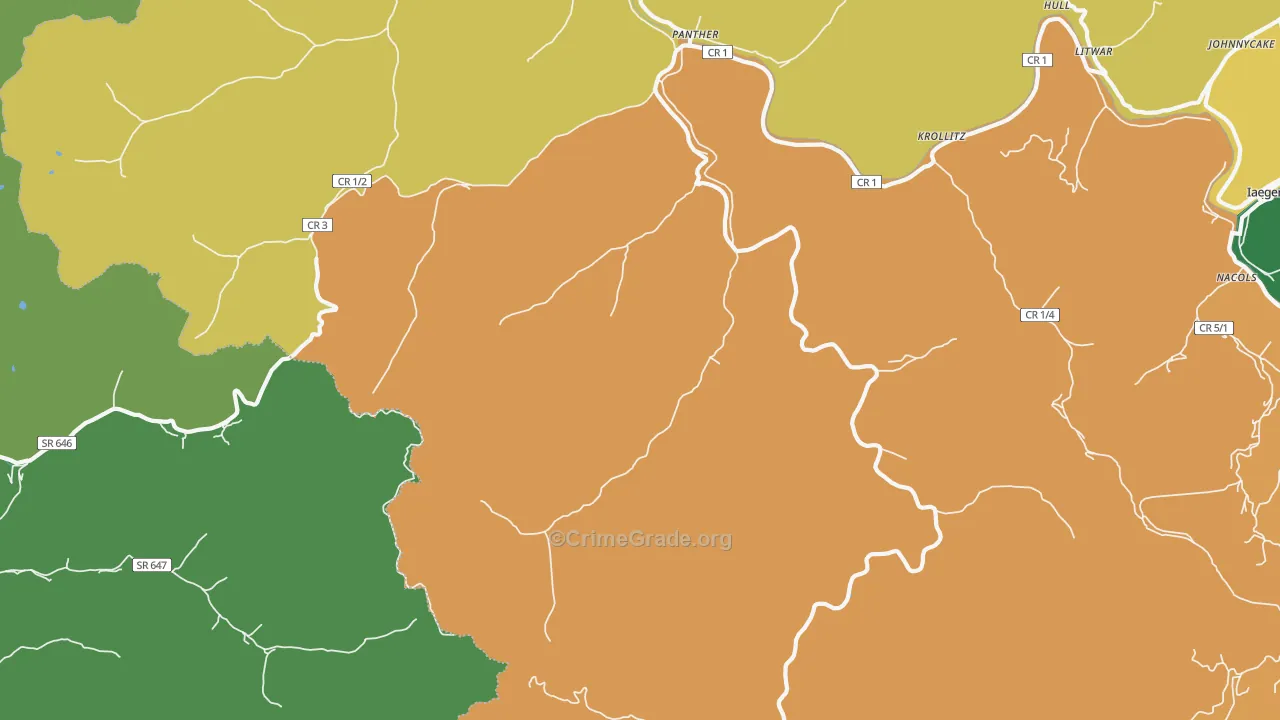Panther, WV Map of Vehicle Theft Rates