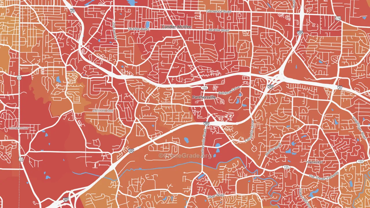 Panthersville, GA Map of Vehicle Theft Rates