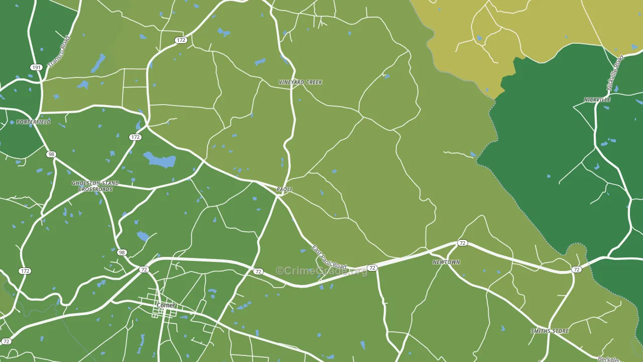 Paoli, GA Map of Vehicle Theft Rates