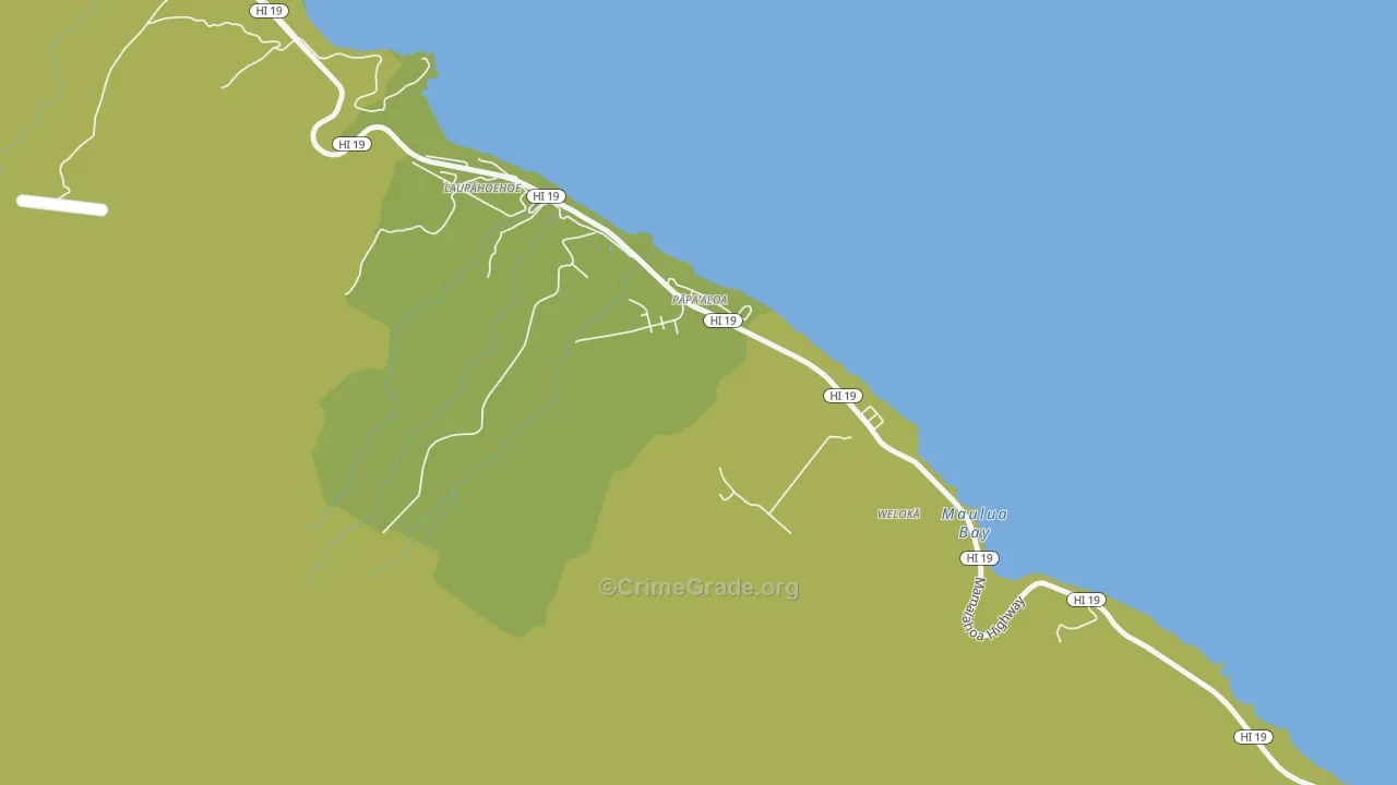 Papaaloa, HI Map of Vehicle Theft Rates