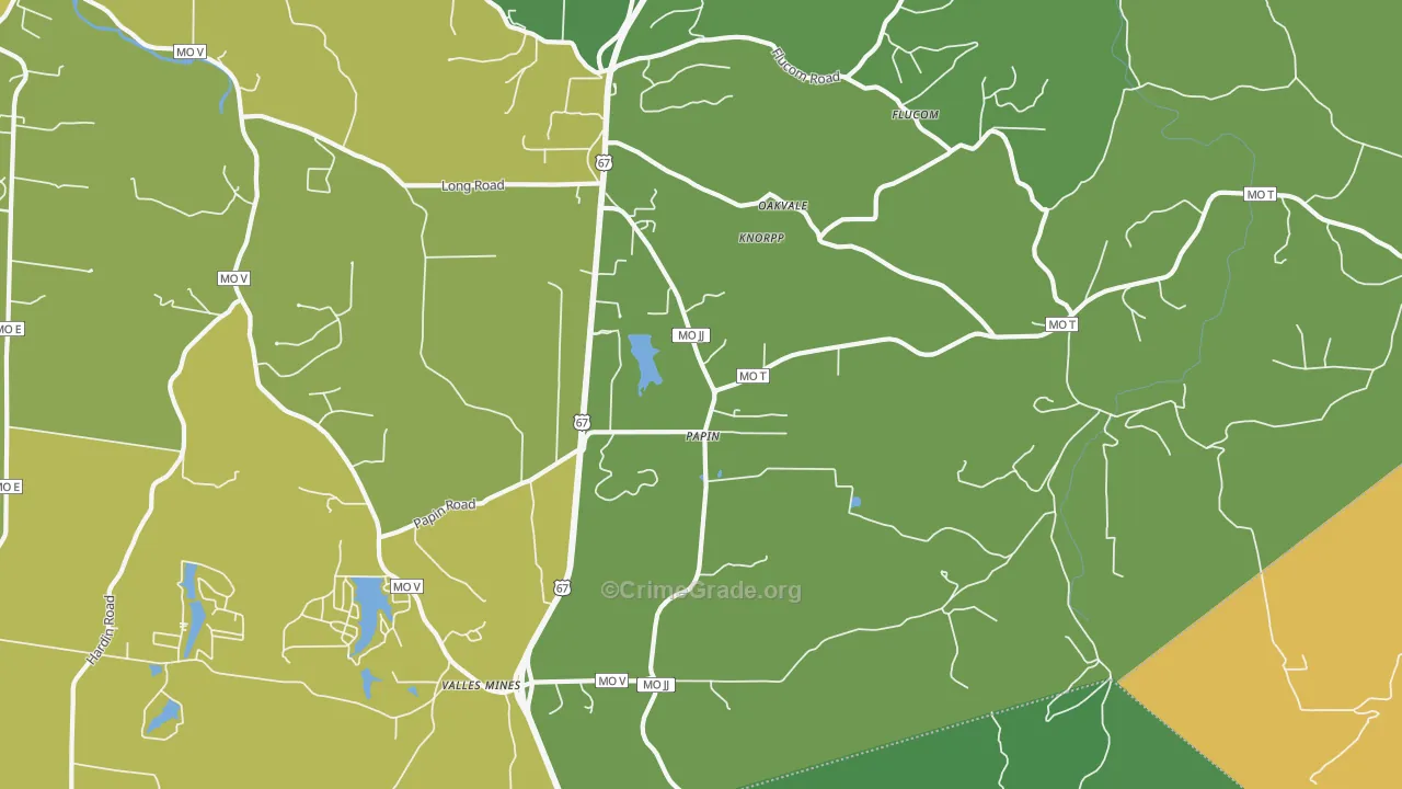 Papin, MO Map of Vehicle Theft Rates
