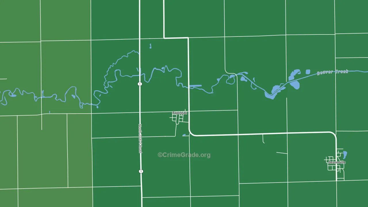Papineau, IL Map of Vehicle Theft Rates