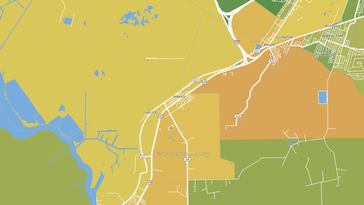 Paradis, LA Map of Vehicle Theft Rates