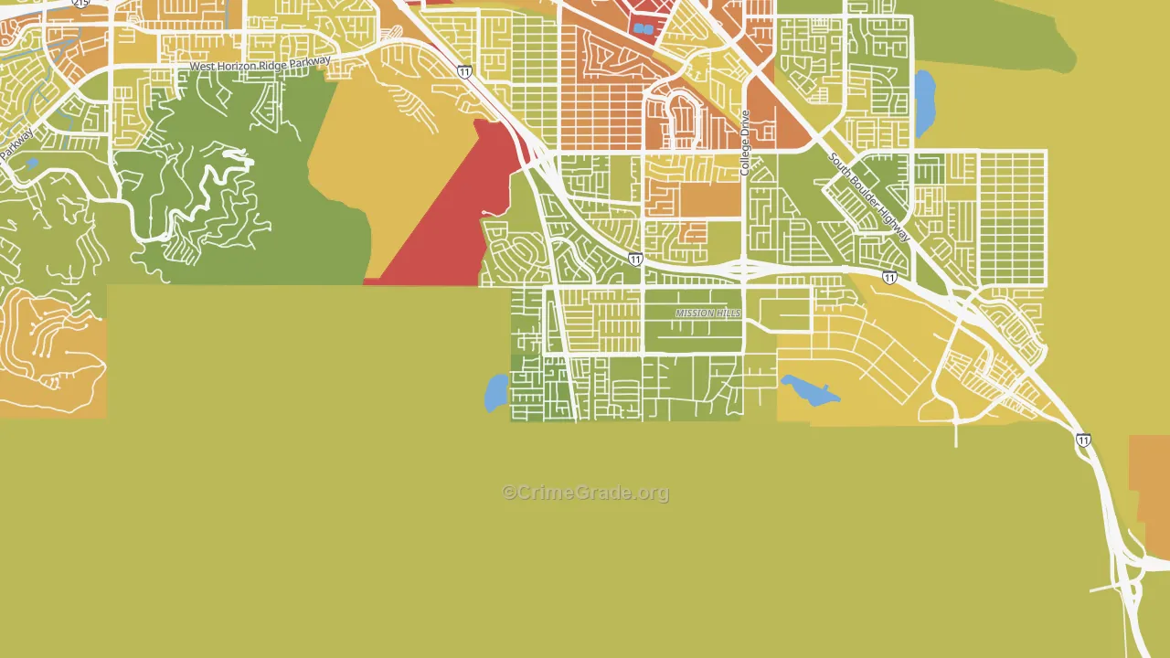 Paradise Hills, Henderson, NV Map of Vehicle Theft Rates
