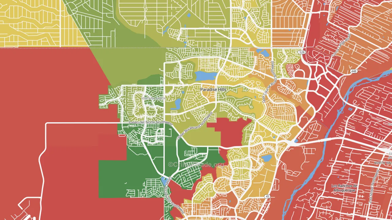 Paradise Hills, NM Map of Vehicle Theft Rates