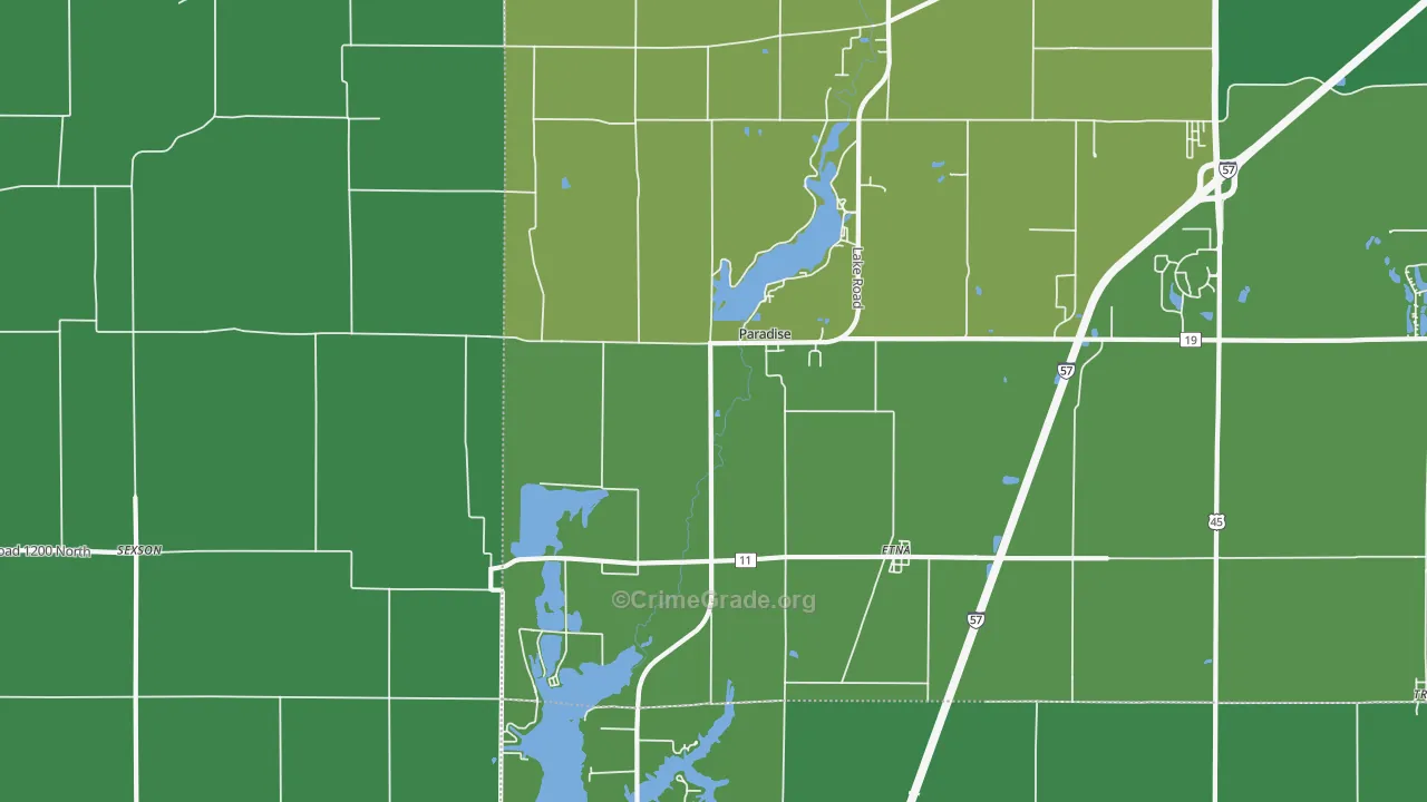 Paradise, IL Map of Vehicle Theft Rates